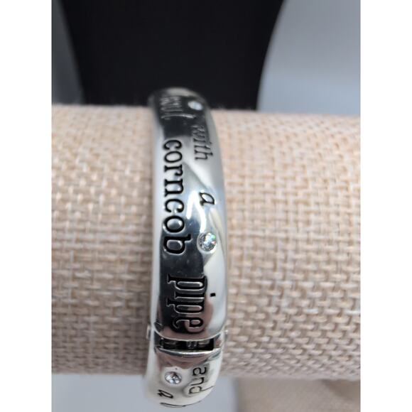Brighton Frosty the Snowman Lyrics Bangle Bracelet Crystals oval Christmas - Picture 3 of 9